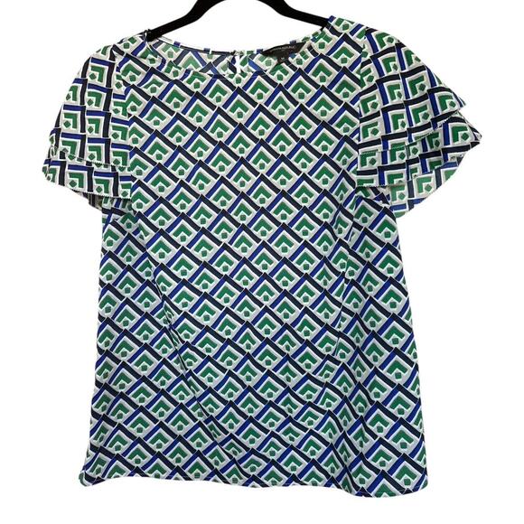 Banana Republic Women's Geo Design Tiered Blouse Size Medium - Picture 1 of 5